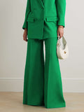 momentlover Wide Leg Solid Color Flared Trousers Pants
