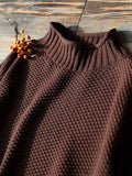 Momentlover Casual Loose Long Sleeves Solid Color High-Neck Sweater Tops