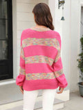 Momentlover Striped Drop Shoulder Sweater