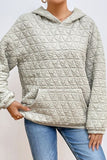 Momentlover Quilted Long Sleeve Hoodie with Pocket