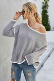 Momentlover Round Neck Dropped Shoulder Sweater