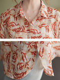 Momentlover Original Creation Long Sleeves Loose Printed Lapel Collar Blouses&Shirts Tops