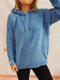 Momentlover Drawstring Long Sleeve  Hooded Sweater