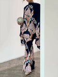 Momentlover Batwing Sleeves Loose Flower Print Mock Neck Blouses&Shirts Tops
