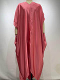 Momentlover Solid Color Short Sleeves Plus Size Deep V-Neck Maxi Dresses