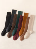momentlover Casual Breathable Solid Color Mid-Calf Socks