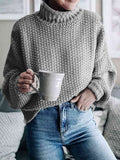 Momentlover Turtleneck Dropped Shoulder Sweater