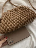 Momentlover Solid Color Pleated Handbags Crossbody Bags Bags