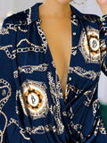 Momentlover Printed Figure Plus Size Loose Lapel Shirt Dress Mini Dresses