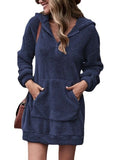 Momentlover Half Zip Dropped Shoulder Oversized Hoodie