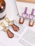 Momentlover Heart Shape Geometric Drop Earrings