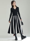 Momentlover Original Creation Loose A-Line Contrast Color Striped Skirts Bottoms