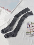 momentlover Casual Solid Color Knitting Stockings Accessories