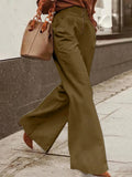 momentlover Loose Wide Leg Solid Color Casual Pants Bottoms