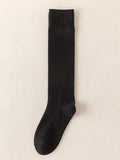 momentlover Casual Breathable Solid Color Mid-Calf Socks