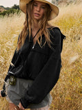 Momentlover Half Zip Pocketed Dropped Shoulder Hoodie