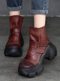 Momentlover Round-Toe Hook&Loop Platform Boots