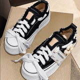 themeisles - Black Casual Daily Patchwork Frenulum Contrast Round Comfortable Out Door Shoes