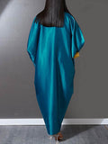Momentlover Solid Color Short Sleeves Plus Size Deep V-Neck Maxi Dresses