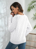 Momentlover Decorative Button Long Sleeve Sweater