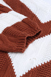 Momentlover Chevron Cable-Knit V-Neck Tunic Sweater