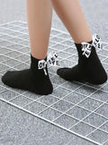momentlover Tide Letter Bow Decoration Socks
