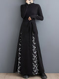 Momentlover Tied Waist Split-Joint Printed Pleated High Waisted A-Line Skirts