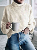 Momentlover Turtleneck Dropped Shoulder Sweater