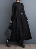 Momentlover Solid Color Pockets Buttoned Asymmetric Adjustable Sleeveless Loose Spaghetti-Neck Midi Dresses