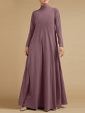 Momentlover Casual Loose 4 Colors High-Neck Long Sleeves Maxi Dress