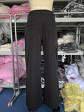 Momentlover Split-Joint Solid Color Pockets Buttoned Wide Leg Loose Trousers Pants