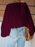 Momentlover Simple Loose 3 Colors Solid Color Puff Sleeves T-Shirt