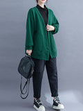 Momentlover Solid Color Pockets Loose Long Sleeves Collarless Outerwear