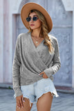 Momentlover V Neck Wrap Front Knitted Top