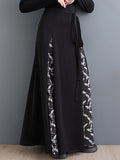 Momentlover Tied Waist Split-Joint Printed Pleated High Waisted A-Line Skirts