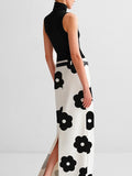 momentlover Floral Printed Split-Back Skirts Bottoms