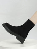 Momentlover Split-Joint Round-Toe Chunky Shoes Boots