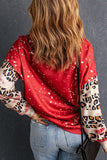 Momentlover LOVE Heart Leopard Round Neck Sweatshirt