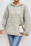 Momentlover Quilted Long Sleeve Hoodie with Pocket