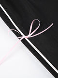 Loose Wide Leg Bowknot Drawstring Elasticity Split-Joint Pants Trousers