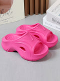 Momentlover Solid Color Hollow Slippers Platform Shoes