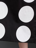 Momentlover Printed Polka Dot Pockets Buttoned Short Sleeves Loose Lapel Midi Dresses
