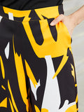 momentlover Urban High-Waisted Contrast Color Printed Wide Leg Pants