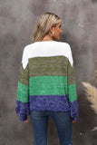 Momentlover Color Block Round Neck Dropped Shoulder Sweater