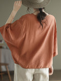 Momentlover Vintage Loose Round-Neck Batwing Sleeves T-Shirt