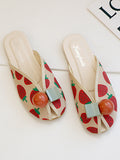 Momentlover Split-Joint Round-Toe Printed Open Toe Slippers