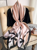 Momentlover Urban Bow-Embellished Printed Contrast Color Shawl