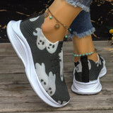 themeisles - Black Casual Patchwork Printing Round Comfortable Out Door Shoes