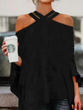 Momentlover Casual High-Low Hollow Solid Color Blouses&Shirts Tops