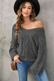 Momentlover Cable Knit V-Neck Sweater
